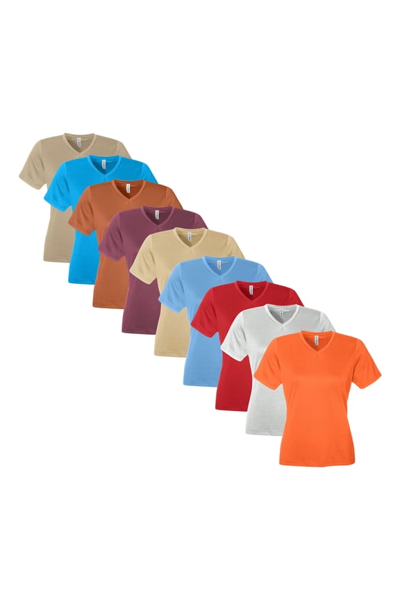 Women's Zone Performance Mesh T-Shirt, 100% Polyester Interlock Short Sleeve Crewneck Tee, Assorted Solid T-shirts (Bright Color 9 Pack, M)