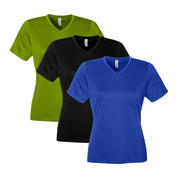 Women's Zone Performance Mesh T-Shirt, 100% Polyester Interlock Short Sleeve Crewneck Tee, Assorted Solid T-shirts (Dark Color 3 Pack, M)