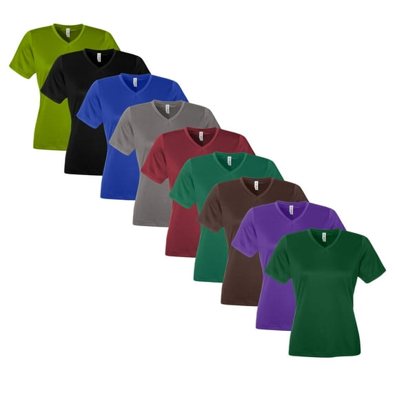 Women's Zone Performance Mesh T-Shirt, 100% Polyester Interlock Short Sleeve Crewneck Tee, Assorted Solid T-shirts (Dark Color 9 Pack, L)