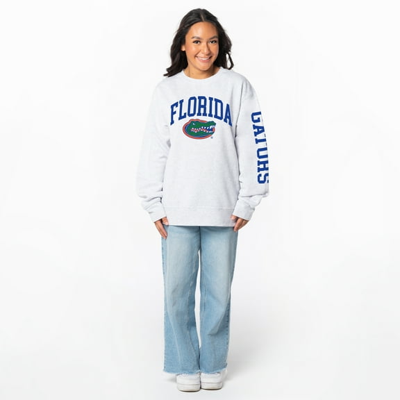 Women's ZooZatz Ash Florida Gators Lightweight Fleece Pullover Sweatshirt