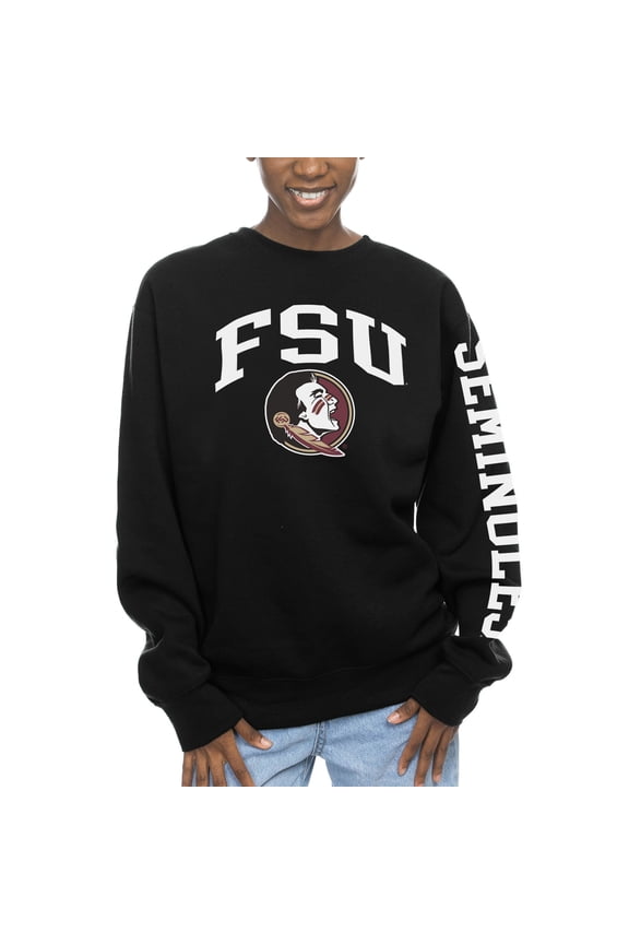 Women's ZooZatz Black Florida State Seminoles Fleece Crewneck Pullover Sweatshirt