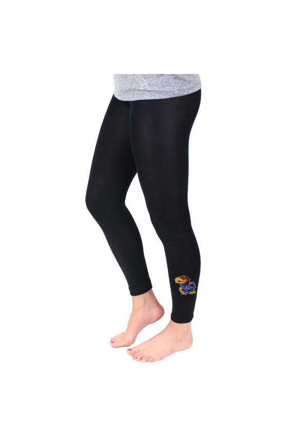 Women's ZooZatz Black Kansas Jayhawks Fleece Leggings