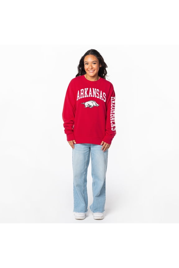 Women's ZooZatz Cardinal Arkansas Razorbacks Lightweight Fleece Pullover Sweatshirt