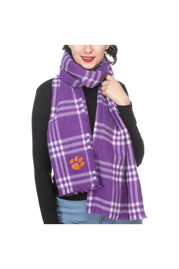Women's ZooZatz Clemson Tigers Plaid Blanket Scarf