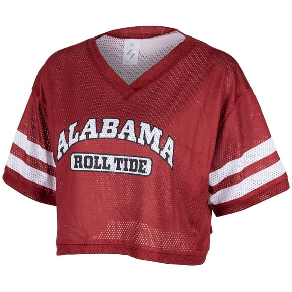 Women's ZooZatz Crimson Alabama Crimson Tide Mesh Cropped V-Neck T-Shirt