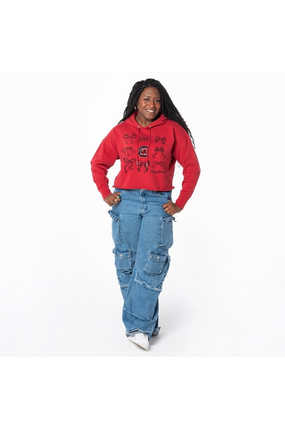 Women's ZooZatz Garnet South Carolina Gamecocks Cropped Pullover Hoodie