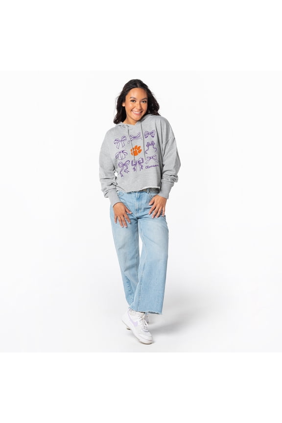 Women's ZooZatz Gray Clemson Tigers Cropped Pullover Hoodie