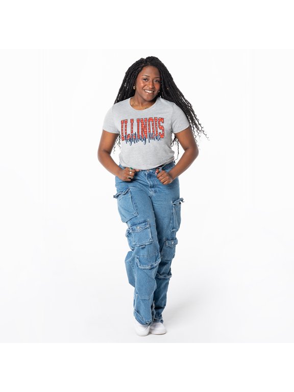 Women's ZooZatz Gray Illinois Fighting Illini Cropped T-Shirt