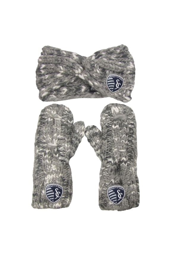 Women's ZooZatz Gray Sporting Kansas City Marled Headband and Mittens Set