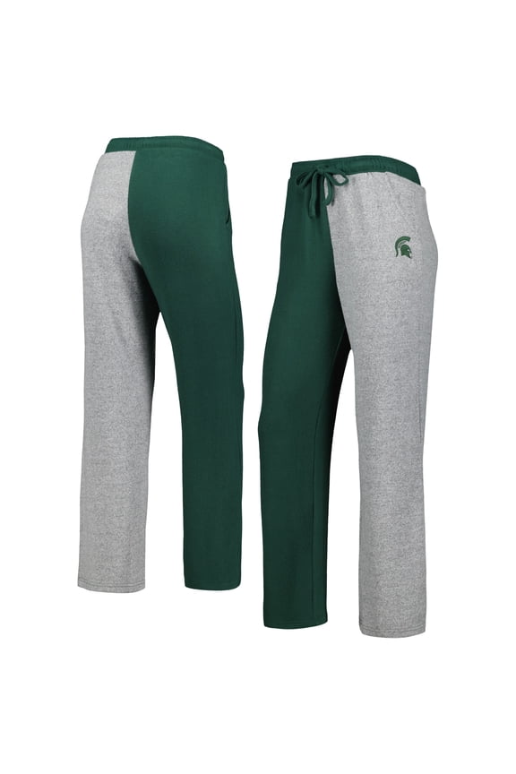Women's ZooZatz Green/Gray Michigan State Spartans Colorblock Cozy Tri-Blend Lounge Pants