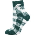 thumbnail image 1 of Women's ZooZatz Michigan State Spartans Fuzzy Buffalo Checkered Ankle Socks, 1 of 2