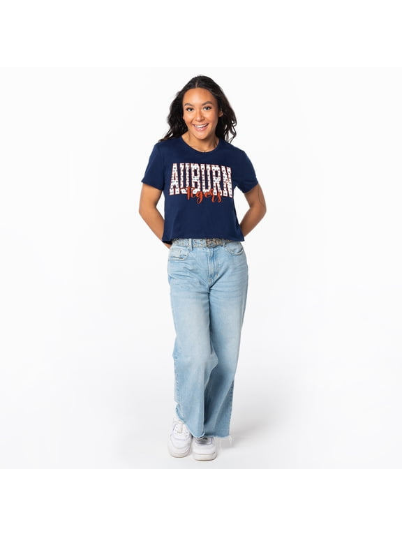 Women's ZooZatz Navy Auburn Tigers Cropped T-Shirt