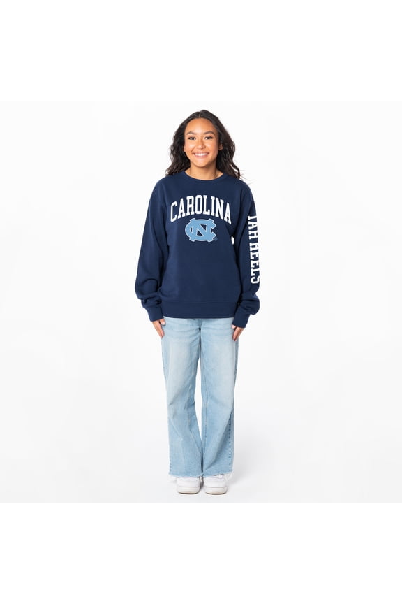 Women's ZooZatz Navy North Carolina Tar Heels Lightweight Fleece Pullover Sweatshirt