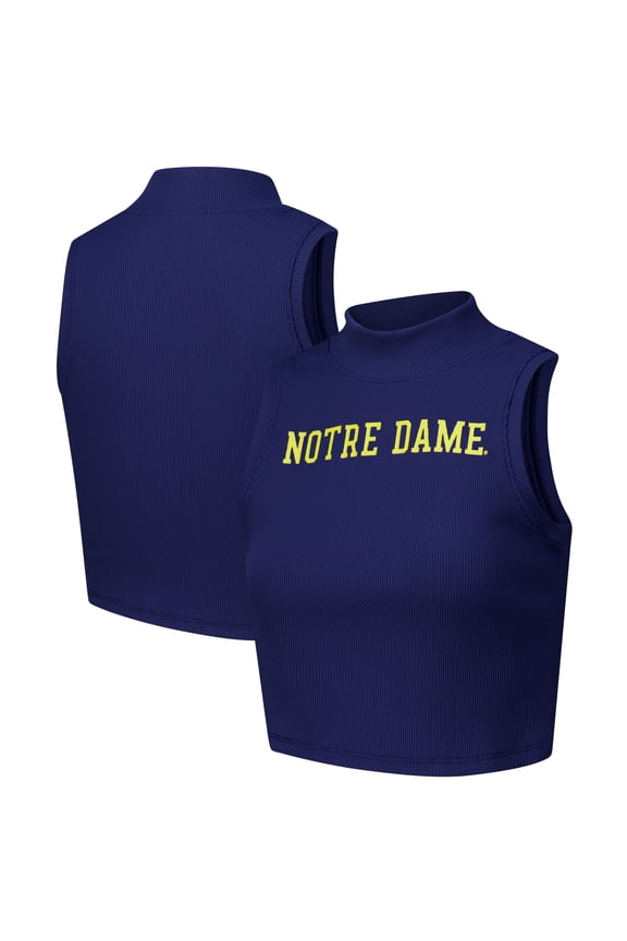 Women's ZooZatz Navy Notre Dame Fighting Irish Cropped Tank Top