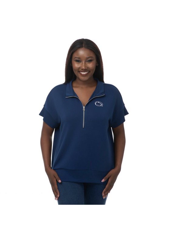 Women's ZooZatz Navy Penn State Nittany Lions Tri-Blend Quarter-Zip Flowy Top