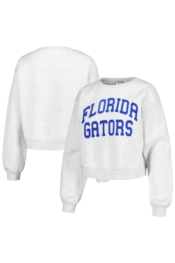 Women's ZooZatz Oatmeal Florida Gators Core Chenille Cropped Pullover Sweatshirt