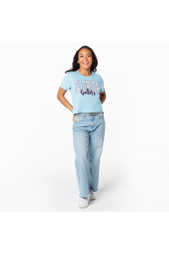 Women's ZooZatz Powder Blue Florida Gators Cropped T-Shirt