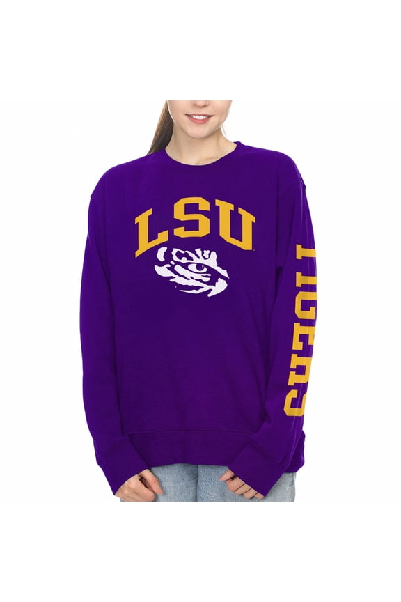 Women's ZooZatz Purple LSU Tigers Fleece Crewneck Pullover Sweatshirt