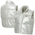 thumbnail image 1 of Women's ZooZatz Silver Texas Longhorns Metallic Cropped Full-Zip Sleeveless Puffer Vest, 1 of 4