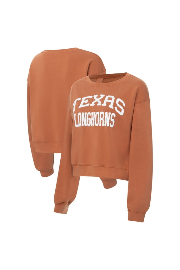 Women's ZooZatz Texas Orange Texas Longhorns Chenille Cropped Sweatshirt