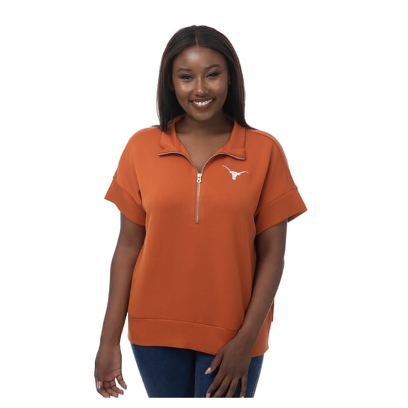 Women's ZooZatz Texas Orange Texas Longhorns Tri-Blend Quarter-Zip Flowy Top