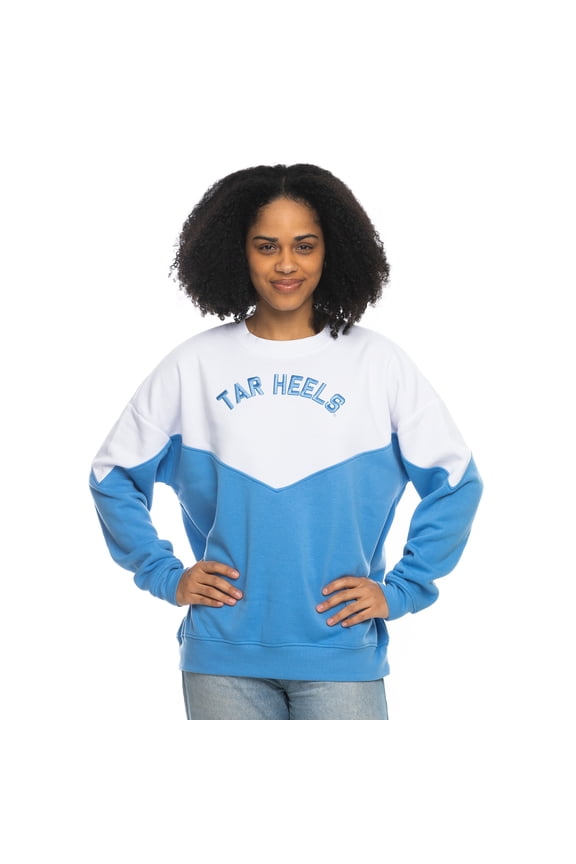 Women's ZooZatz White North Carolina Tar Heels Bestie Oversized Pullover Sweatshirt