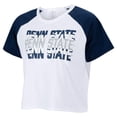 thumbnail image 1 of Women's ZooZatz White Penn State Nittany Lions Colorblock Repeat Raglan Cropped T-Shirt, 1 of 1