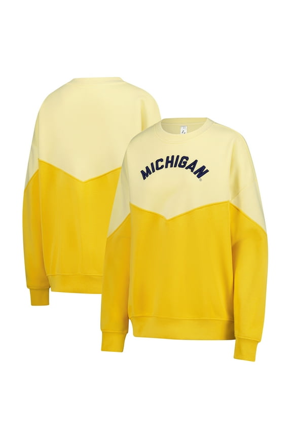 Women's ZooZatz Yellow Michigan Wolverines Bestie Oversized Pullover Sweatshirt