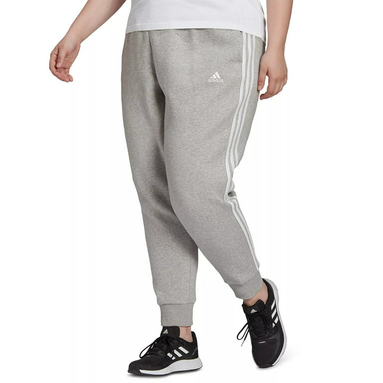 Women's adidas 3-Stripe Fleece Joggers Gray Plus Size 2X