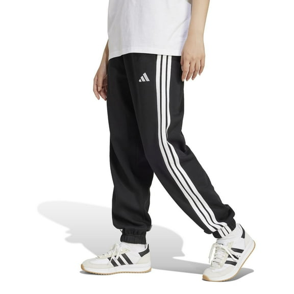 Women's adidas 3-Stripes Fleece Loose Sportswear Pants Color: Black Size: MEDIUM