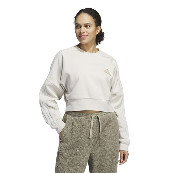 Women's adidas Coze 3-Stripes Crewneck Sweatshirt Color: Alumina Size: X LARGE