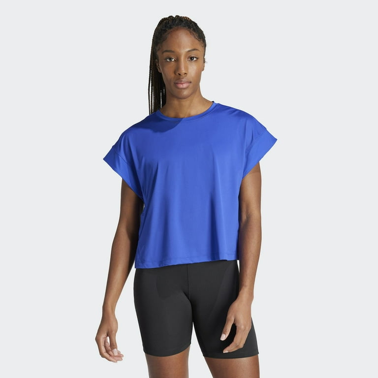 【ADIDAS】CROPPED TEE Women's adidas Cropped Studio Tee Color: Semi Lucid Blue