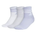 thumbnail image 1 of Women's adidas Cushioned 3-Stripe 3.0 High Quarter Socks 3-Pack Set Color: Violet White Grey Size: 5-10, 1 of 4