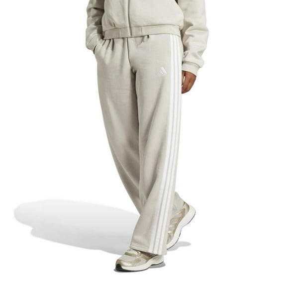 Women's adidas Essentials 3-Stripes Fleece Open Hem Sportswear Pants Color: Wonder Alumina White Size: XL