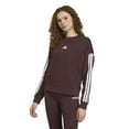 thumbnail image 1 of Women's adidas Essentials 3-Stripes Fleece Sweatshirt Color: Shadow Brown White Size: MEDIUM, 1 of 4