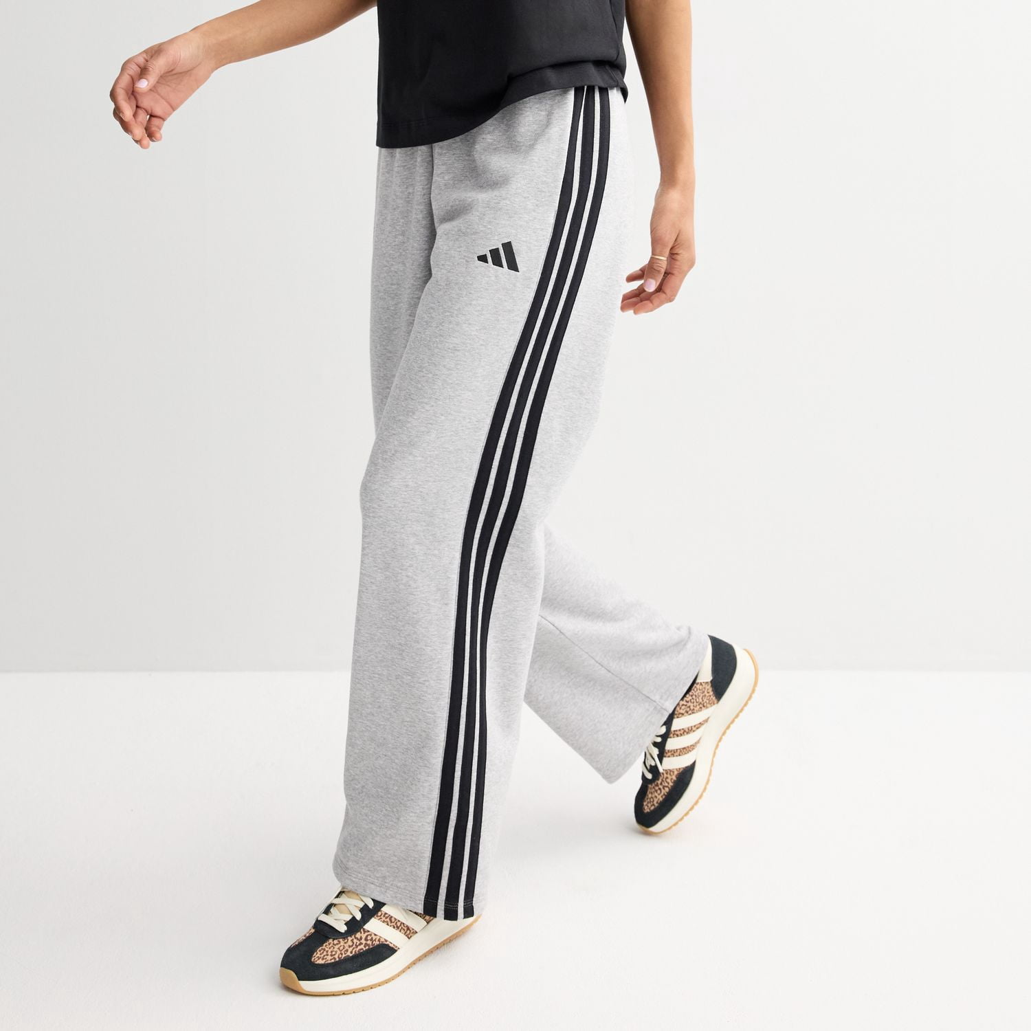 Women's adidas Essentials 3-Stripes French Terry Pants Color: Medium Gray Heather Size: MEDIUM