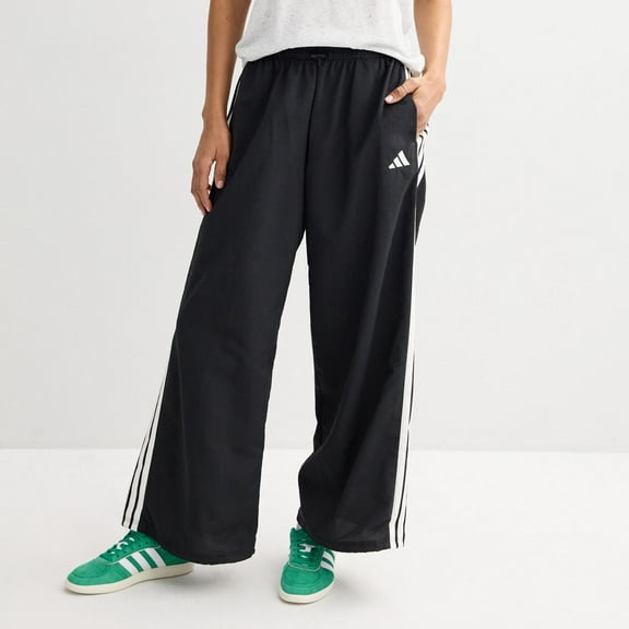 Women's adidas Essentials 3-Stripes Woven Bomber Sportswear Jacket & Sportswear Pants Separates Color: Black White Size: MEDIUM