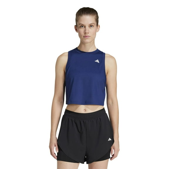 Women's adidas Essentials Boxy Workout Tank Top Color: Dark Blue Size: MEDIUM