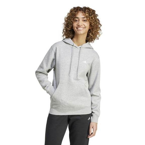 Women's adidas Essentials Feel Cozy Sportswear Hoodie Color: Medium Gray Heather Size: MEDIUM