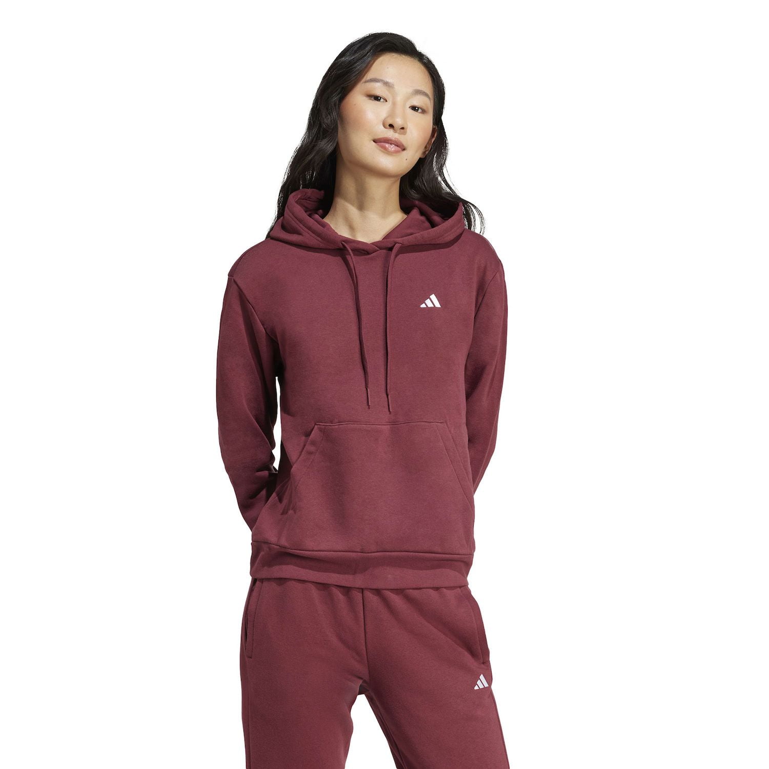 Women's adidas Essentials Feel Cozy Sportswear Hoodie Color: Shadow Red Size: MEDIUM