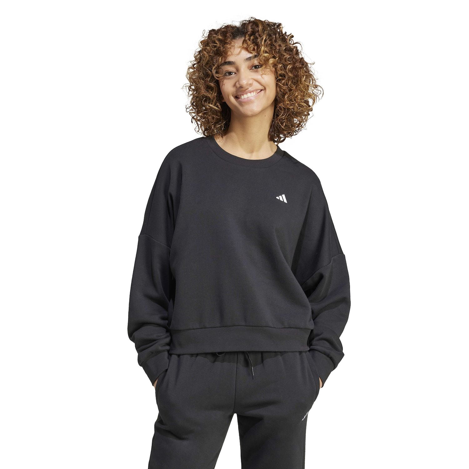 Women's adidas Essentials Feel Cozy Sportswear Sweatshirt Color: Black Size: MEDIUM