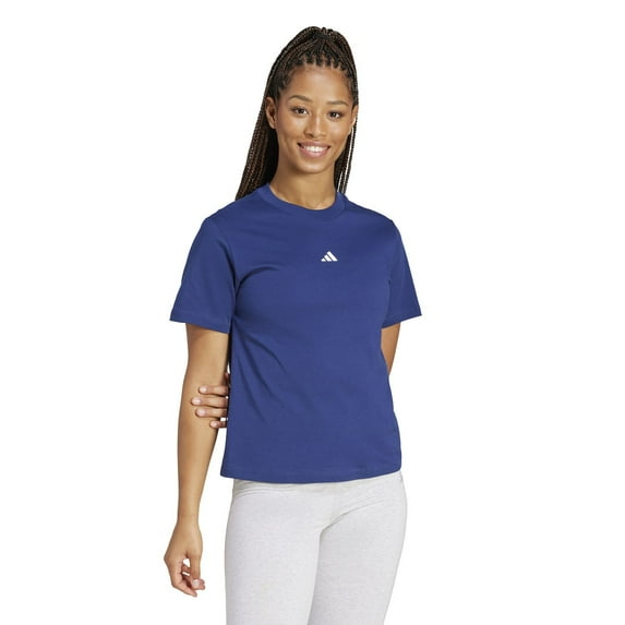 Women's adidas Essentials Small Logo Cotton T-Shirt Color: Dark Blue Size: X LARGE