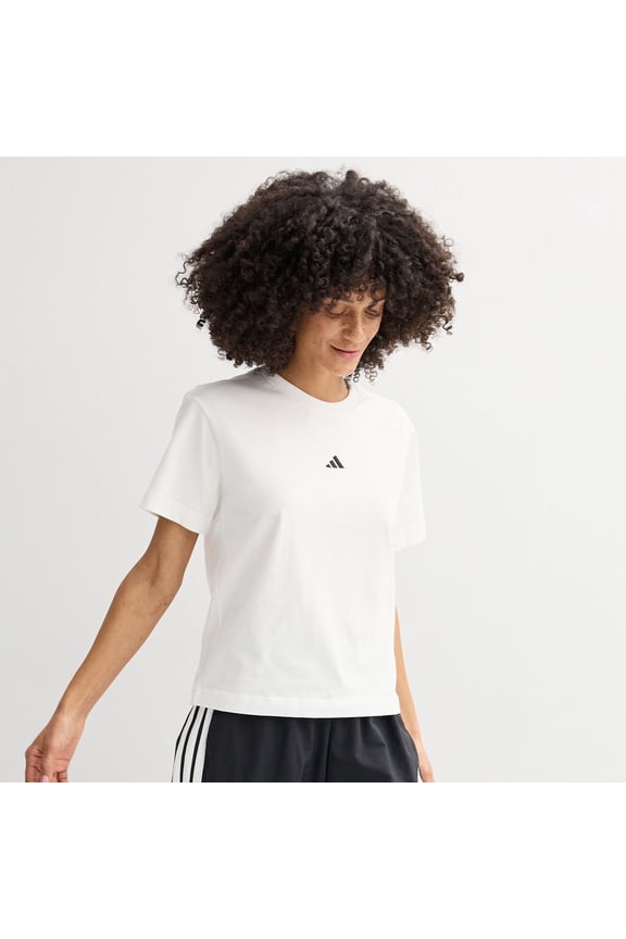 Women's adidas Essentials Small Logo Cotton T-Shirt Color: White Size: LARGE