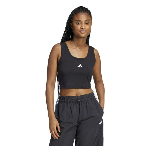 Women's adidas Essentials Small Logo Slim-Fit Sportswear Tank Top Color: Black Size: LARGE