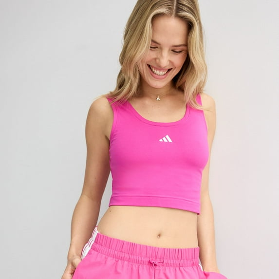 Women's adidas Essentials Small Logo Slim-Fit Sportswear Tank Top Color: Semi Lucid Fuchsia Size: XX LARGE