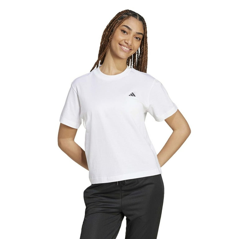 Adidas Women s Essentials Cotton Small Logo T Shirt White Size L