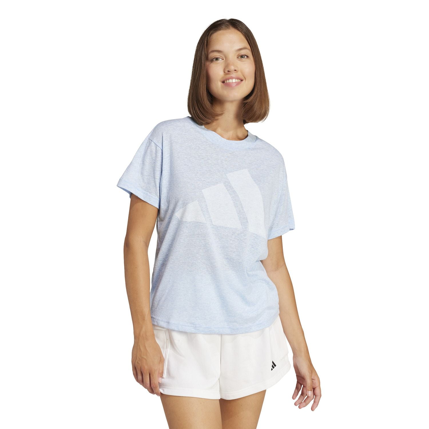 Women's adidas Future Icons Winners 3.0 Tee Color: Glow Blue Size: SMALL