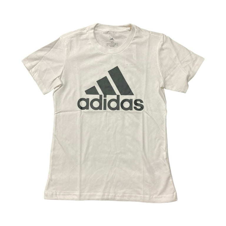 Adidas Women s Logo Design Short Sleeve Regular Fit Tee Shirt White Black XS