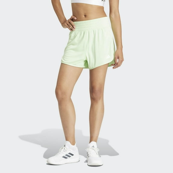 Women's adidas Pacer Essentials Knit High-Rise Shorts Color: Semi Green Spark Size: SMALL