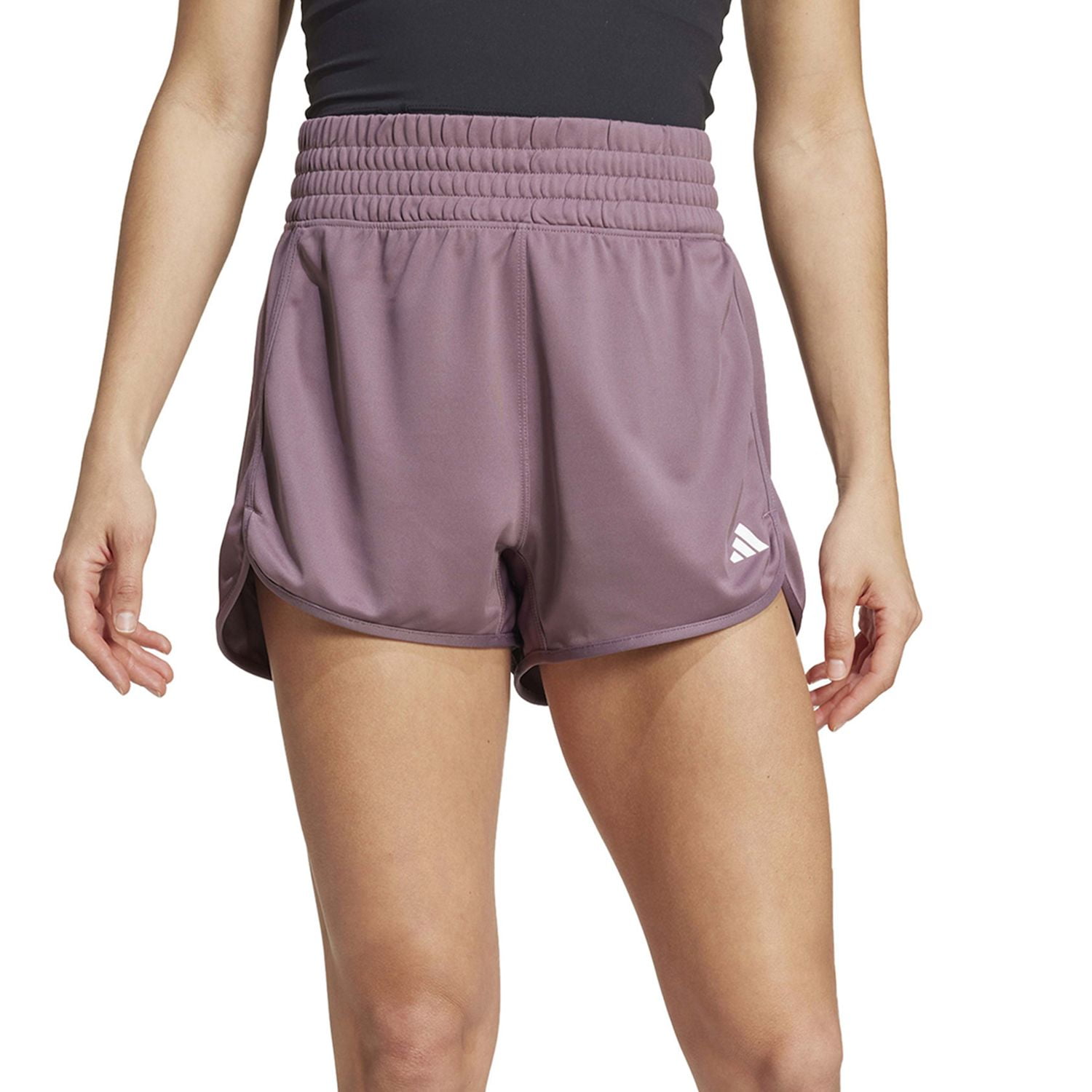 【Adidas コリア】 Pacer Essentials Knit High-Rise Shorts adidas Women's Pacer Essentials Knit High Rise Shorts, Grey
